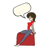 cartoon pin up pose girl with speech bubble N5