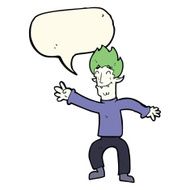 cartoon happy vampire man with speech bubble N21