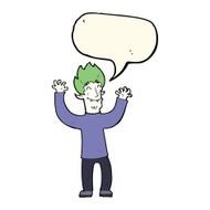 cartoon happy vampire man with speech bubble N22