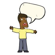 cartoon frightened man with speech bubble N59
