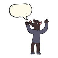 cartoon happy werewolf man with speech bubble N4