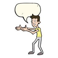 cartoon man desperately explaining with speech bubble N7