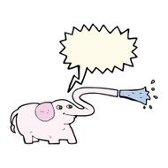 cartoon elephant squirting water with speech bubble N13