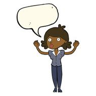 cartoon woman surrendering with speech bubble N7