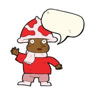 cartoon mushroom man with speech bubble N8