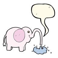 cartoon elephant squirting water with speech bubble N14