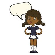 cartoon happy waitress woman with speech bubble N8