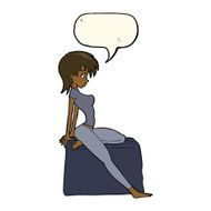 cartoon pin up pose girl with speech bubble N6