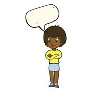 cartoon proud woman with speech bubble N21