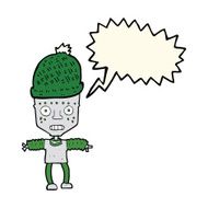 cartoon robot wearing hat with speech bubble N4