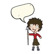 cartoon crazy woman with spear speech bubble N7