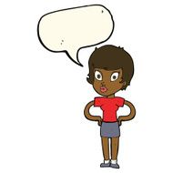 cartoon woman with hands on hips speech bubble N153