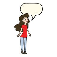 cartoon pretty girl with speech bubble N72