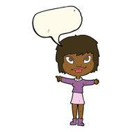 cartoon woman pointing with speech bubble N146