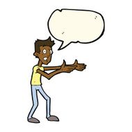 cartoon man desperately explaining with speech bubble N8