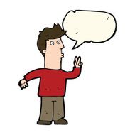cartoon man signaling with hand speech bubble N4