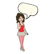 cartoon attractive office woman with speech bubble N7
