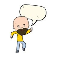 cartoon worried old man pointing with speech bubble N7