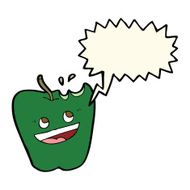 happy apple cartoon with speech bubble N3