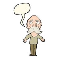 cartoon sad old man with speech bubble N15