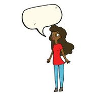 cartoon pretty girl with speech bubble N73