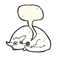 cartoon curled up dog with speech bubble N7
