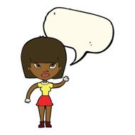 cartoon woman waving with speech bubble N243