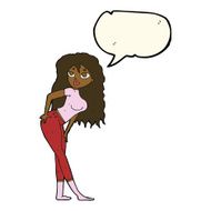 cartoon attractive woman looking surprised with speech bubble N8