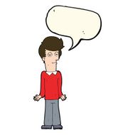 cartoon bored man shrugging shoulders with speech bubble N7