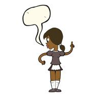 cartoon waitress calling order with speech bubble N8