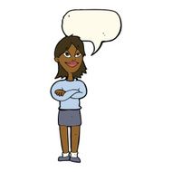 cartoon proud woman with speech bubble N22