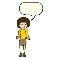 cartoon woman shrugging shoulders with speech bubble N331