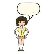 cartoon woman with hands on hips speech bubble N155