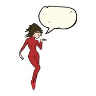 cartoon future space woman with speech bubble N7