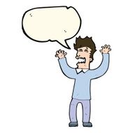 cartoon terrified man with speech bubble N137