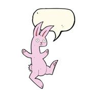 funny cartoon pink rabbit with speech bubble N4