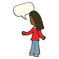cartoon woman with open arms speech bubble N74