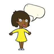 cartoon woman wearing dress with speech bubble N8