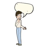 cartoon worried man with speech bubble N65