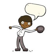 cartoon man tipping hat with speech bubble N8