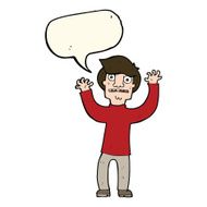 cartoon terrified man with speech bubble N138