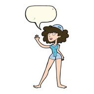 cartoon swimmer woman with speech bubble N7