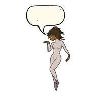 cartoon future space woman with speech bubble N8