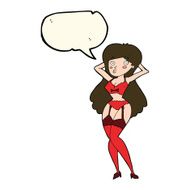 cartoon woman in lingerie with speech bubble N33