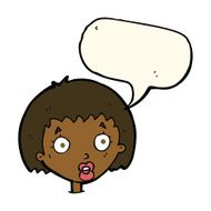 cartoon surprised female face with speech bubble N48