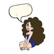 cartoon pretty woman with speech bubble N182