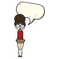 cartoon librarian woman with speech bubble N7