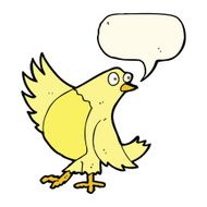 cartoon dancing bird with speech bubble N3