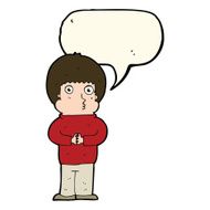 cartoon shy boy with speech bubble N15