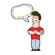 cartoon grinning man with speech bubble N60